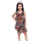 Girl’s Chiffon Ruffled Sleeveless Dress (Black) – view 3