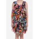 Girl’s Chiffon Ruffled Sleeveless Dress (Black)