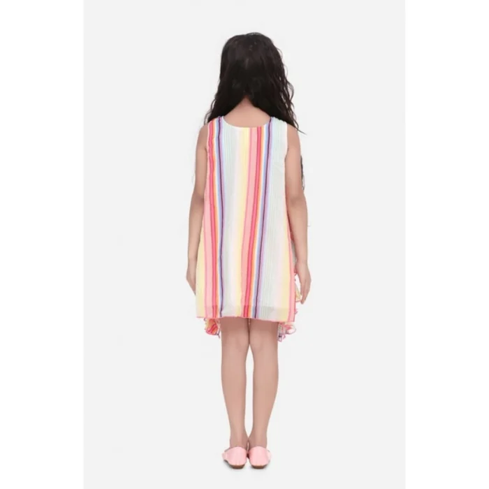 Girl’s Chiffon Ruffled Sleeveless Dress (Multicolor) – view 4