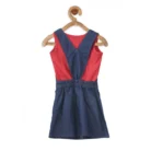 Girl’s Denim & Cotton Bow Sleeveless Dungaree (Red) – view 4