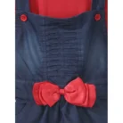 Girl’s Denim & Cotton Bow Sleeveless Dungaree (Red) – view 3