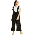 Girl’s Cotton Printed Sleeveless Dungaree (Black-White) – view 5