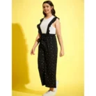 Girl’s Cotton Printed Sleeveless Dungaree (Black-White) – view 4