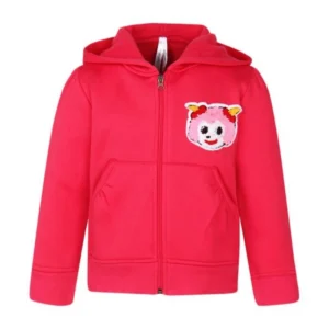 Girl’s Fleece Printed Long Sleeves Hoodie Jacket (Magenta)