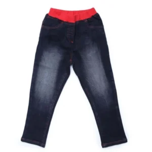 Girl’s Denim Ribbed Elasticated Jeans (Black)