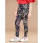 Girl’s Cotton Lycra Floral Elasticated Jeggings (Multicolor) – view 4