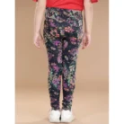 Girl’s Cotton Lycra Floral Elasticated Jeggings (Multicolor) – view 3