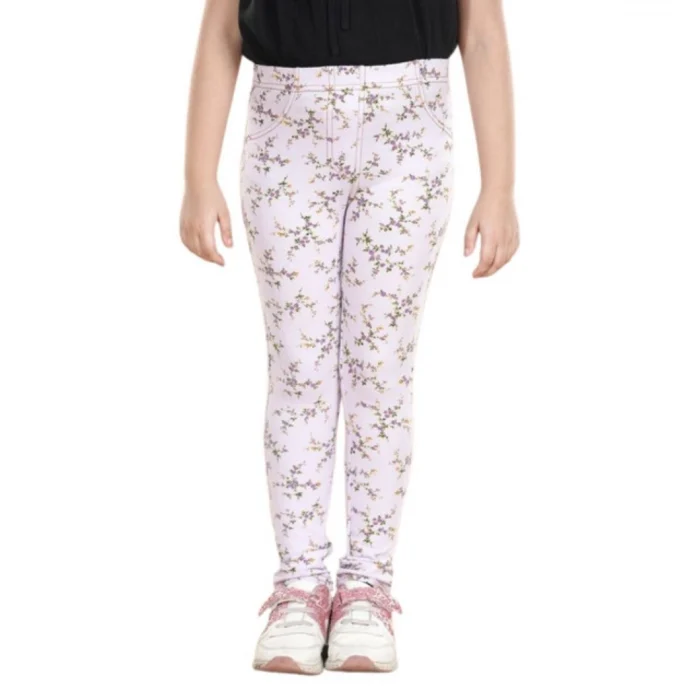 Girl’s Cotton Lycra Floral Elasticated Jeggings (Multicolor) – view 5