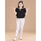 Girl’s Cotton Lycra Floral Elasticated Jeggings (Multicolor)