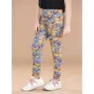 Girl’s Cotton Lycra Floral Elasticated Jeggings (Multicolor) – view 4