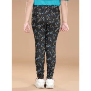 Girl’s Cotton Lycra Floral Elasticated Jeggings (Multicolor)