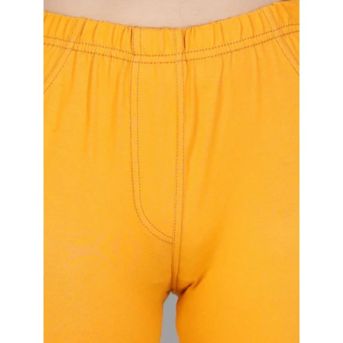 Girl’s Cotton Lycra Solid Elasticated Jeggings (Mustard) – view 3