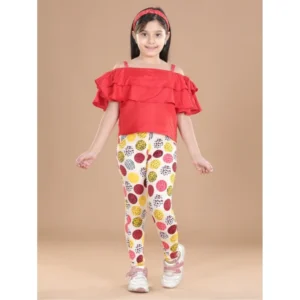 Girl’s Cotton Lycra Floral Elasticated Jeggings (Multicolor)