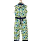Girl’s Cotton Floral Sleeveless Jumpsuit (Yellow)