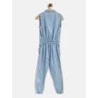 Girl’s Denim Embellished Sleeveless Jumpsuit (Blue) – view 4