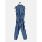 Girl’s Denim Embellished Sleeveless Jumpsuit (Blue) – view 4