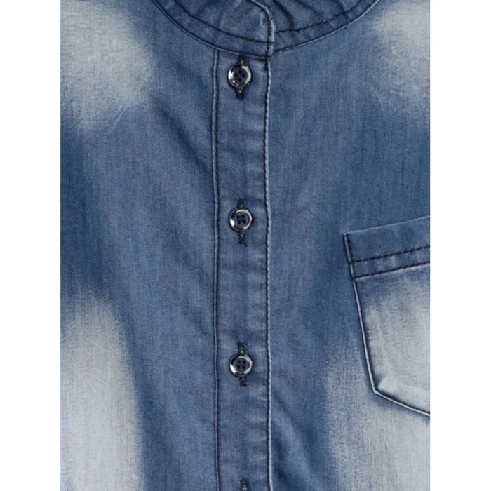 Girl’s Denim Embellished Sleeveless Jumpsuit (Blue) – view 3