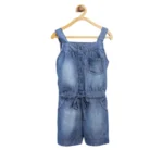 Girl’s Denim Embroidered Sleeveless Jumpsuit (Blue)