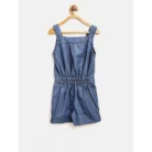 Girl’s Denim Embroidered Sleeveless Jumpsuit (Blue) – view 4