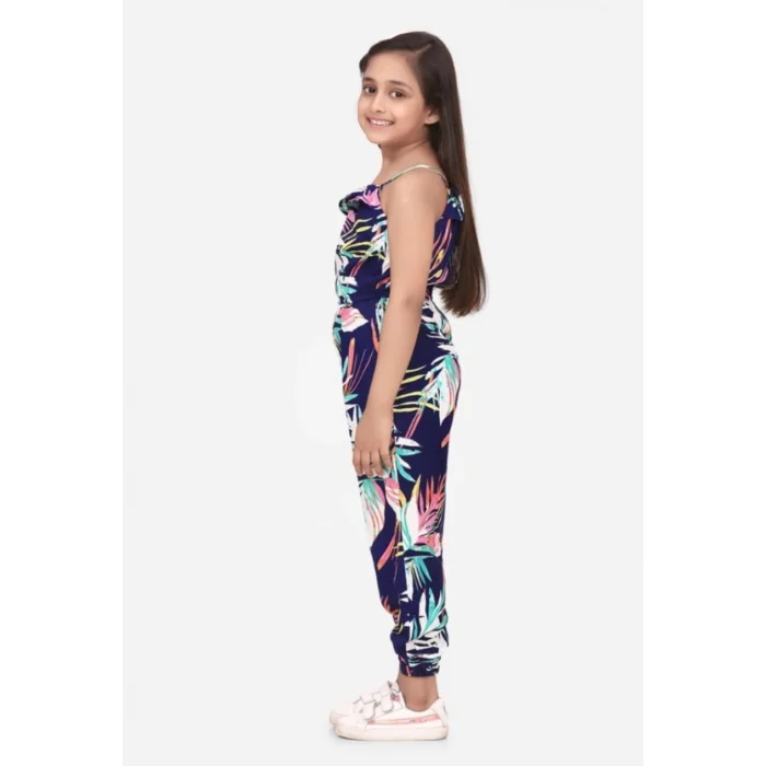 Girl’s Rayon Printed Sleeveless Jumpsuit (Blue-Multicolor) – view 5