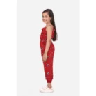 Girl’s Rayon Floral Sleeveless Jumpsuit (Red) – view 3