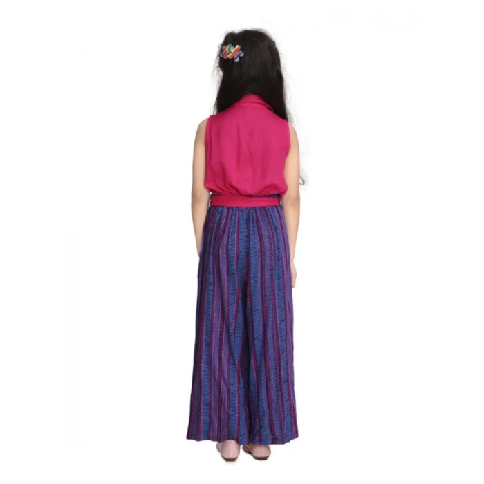 Girl’s Rayon Colour Block Sleeveless Jumpsuit (Pink-Blue) – view 4