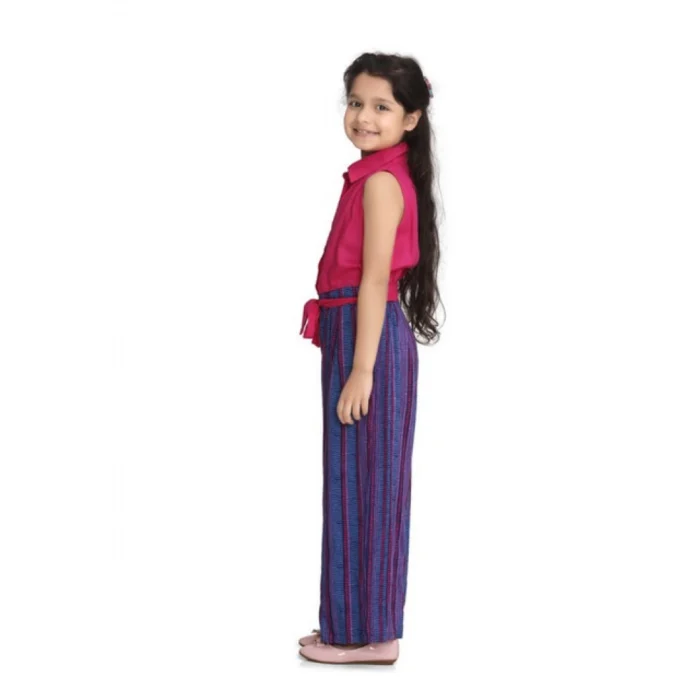 Girl’s Rayon Colour Block Sleeveless Jumpsuit (Pink-Blue) – view 3