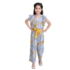 Girl’s Rayon Floral Flutter Jumpsuit (Blue-Yellow) – view 5