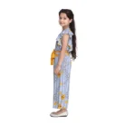 Girl’s Rayon Floral Flutter Jumpsuit (Blue-Yellow) – view 3
