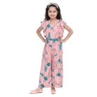 Girl’s Rayon Floral Flutter Jumpsuit (Pink-Blue) – view 5