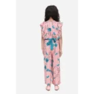 Girl’s Rayon Floral Flutter Jumpsuit (Pink-Blue) – view 4