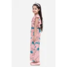 Girl’s Rayon Floral Flutter Jumpsuit (Pink-Blue) – view 3