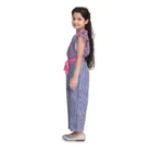 Girl’s Cotton Striped Flutter Jumpsuit (Blue-Pink) – view 3