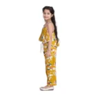 Girl’s Rayon Floral Shoulder Straps Jumpsuit (Mustard) – view 3