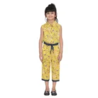 Girl’s Cotton Printed Sleeveless Jumpsuit (Yellow) – view 5