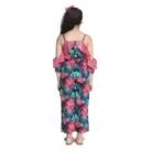 Girl’s Polyester Floral Cold Shoulder Jumpsuit (Pink) – view 4