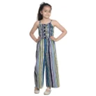 Girl’s Rayon Striped Sleeveless Jumpsuit (Blue) – view 5