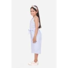 Girl’s Polyester Cotton Blend Striped Sleeveless Jumpsuit (Light Blue) – view 3