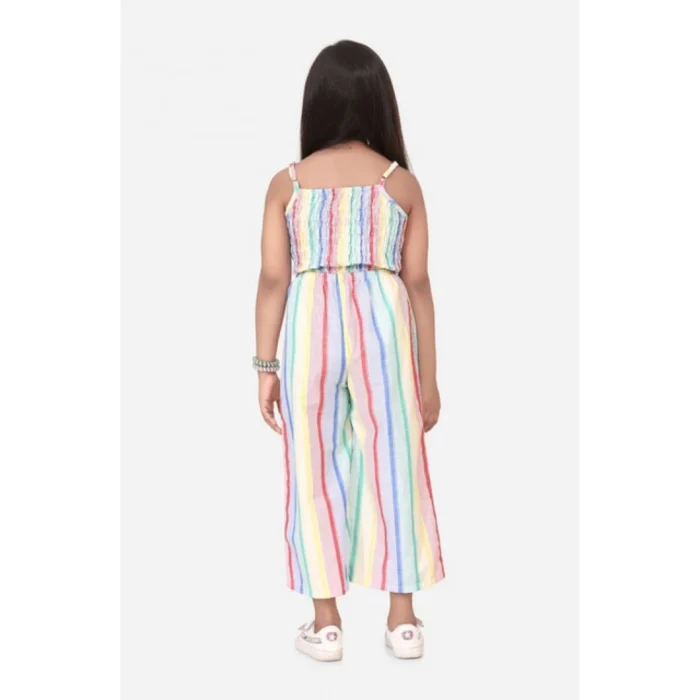Girl’s Polyester Cotton Blend Striped Sleeveless Jumpsuit (Multicolor) – view 4