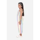 Girl’s Polyester Cotton Blend Striped Sleeveless Jumpsuit (Multicolor) – view 3