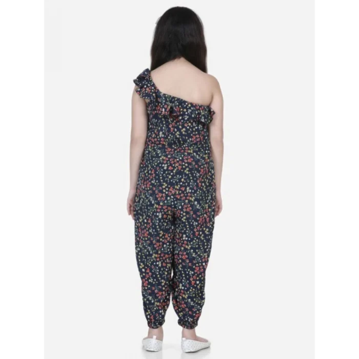 Girl’s Polyester Moss Floral Sleeveless Jumpsuit (Multicolor) – view 4