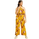 Girl’s Polyester Crepe Floral Sleeveless Jumpsuit (Mustard) – view 5