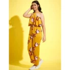 Girl’s Polyester Crepe Floral Sleeveless Jumpsuit (Mustard) – view 3