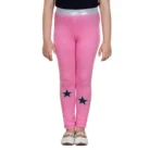 Girl’s Cotton Lycra Star Print Elasticated Leggings (Pink) – view 5