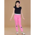 Girl’s Cotton Lycra Star Print Elasticated Leggings (Pink)