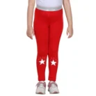 Girl’s Cotton Lycra Star Print Elasticated Leggings (Red) – view 5