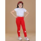 Girl’s Cotton Lycra Star Print Elasticated Leggings (Red) – view 4