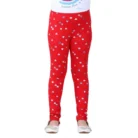 Girl’s Cotton Lycra Embellished Elasticated Leggings (Red) – view 5