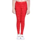 Girl’s Cotton Lycra Printed Elasticated Leggings (Red) – view 5
