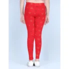 Girl’s Cotton Lycra Printed Elasticated Leggings (Red) – view 4